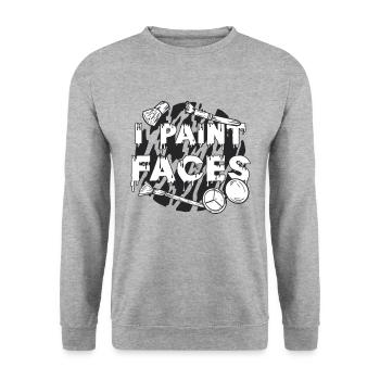 I Paint Faces Loves Cosmetologist Makeup Artists - Unisex Sweatshirt - salt & pepper - Front - Alina (178cm) & Michal (187cm)