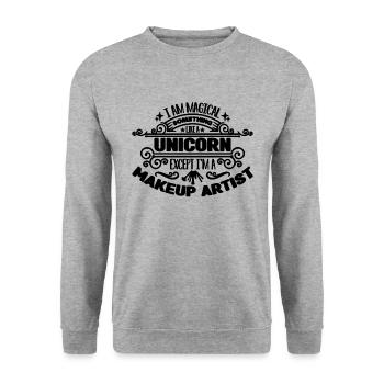 Je suis magique Quelque chose de cosmétologie maquilleurs - Sweat-shirt Unisexe - gris chiné - Devant - Alina (178cm) & Michal (187cm)