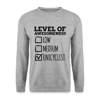 Level Of Awesomeness Unicycle Bicycle Unicyclist - Unisex Sweatshirt - salt & pepper - Front - Alina (178cm) & Michal (187cm)