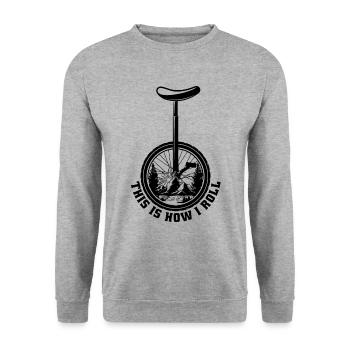 Voici comment je roule un monocycle monocycle monocycliste - Sweat-shirt Unisexe - gris chiné - Devant - Alina (178cm) & Michal (187cm)
