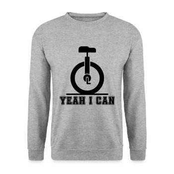 yes I Can Unicycle Cycling One Wheel Unicyclist - Unisex Sweatshirt - salt & pepper - Front - Alina (178cm) & Michal (187cm)