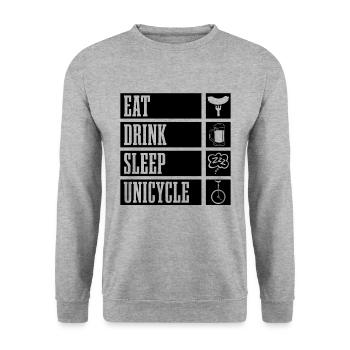 Eat Drink Sleep Unicycle One Wheel Unicyclist - Unisex Sweatshirt - salt & pepper - Front - Alina (178cm) & Michal (187cm)