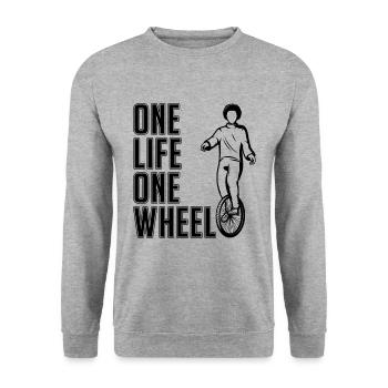 One Life One Wheel Unicycle Unicycle Unicycliste - Sweat-shirt Unisexe - gris chiné - Devant - Alina (178cm) & Michal (187cm)