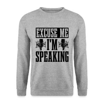 Excuse Me I'm Speaking Voice Art Voice Actors - Unisex Pullover - Weißgrau meliert - Vorne - Alina (178cm) & Michal (187cm)