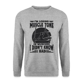 I'm Losing Muscle Tone Retro Gymnast Contortionist - Unisex Sweatshirt - salt & pepper - Front - Alina (178cm) & Michal (187cm)