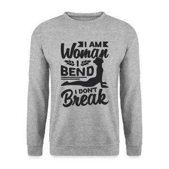 I Am Woman I Bend Aerialist Gymnast Contortionist - Unisex Sweatshirt - salt & pepper - Front - Alina (178cm) & Michal (187cm)