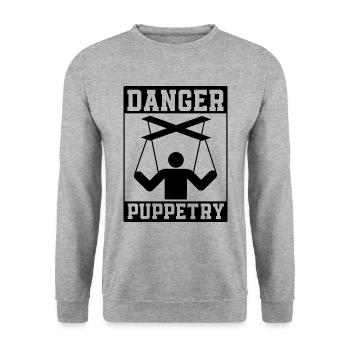 Danger Puppetry Puppeteering Marionettes Puppeteer - Unisex Sweatshirt - salt & pepper - Front - Alina (178cm) & Michal (187cm)