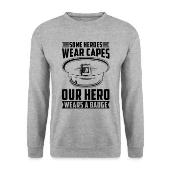 Certains héros portent des capes Policières Policières - Sweat-shirt Unisexe - gris chiné - Devant - Alina (178cm) & Michal (187cm)