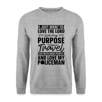 Je veux juste aimer les policiers policiers - Sweat-shirt Unisexe - gris chiné - Devant - Alina (178cm) & Michal (187cm)