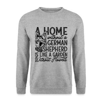 A Home Without A Canine German Shepherd Lover - Unisex Sweatshirt - salt & pepper - Front - Alina (178cm) & Michal (187cm)
