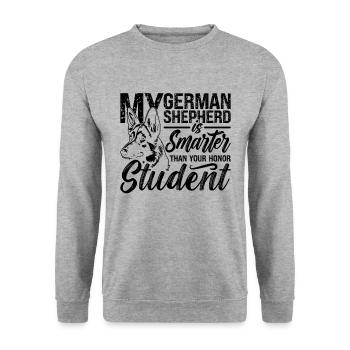 My German Shepherd Is Doggy German Shepherd Lover - Unisex Pullover - Weißgrau meliert - Vorne - Alina (178cm) & Michal (187cm)
