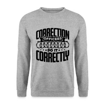 Correction Officers Do It Correctly Police Officer - Unisex Sweatshirt - salt & pepper - Front - Alina (178cm) & Michal (187cm)