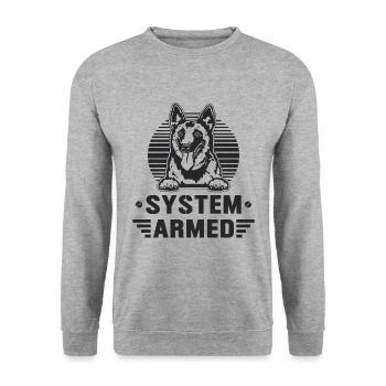 System Armed Police Dog Canine Malinois Lover - Unisex Pullover - Weißgrau meliert - Vorne - Alina (178cm) & Michal (187cm)