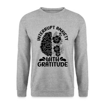 Interrupt Anxiety Awareness Mental Health Advocate - Unisex Sweatshirt - salt & pepper - Front - Alina (178cm) & Michal (187cm)