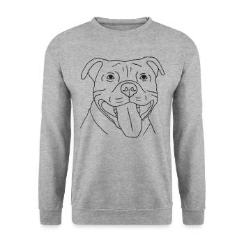 American Staffordshire Terrier - Unisex Pullover - Weißgrau meliert - Vorne - Alina (178cm) & Michal (187cm)
