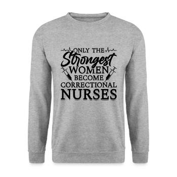 Only The Strongest Women Nurse Correctional Nurses - Unisex Pullover - Weißgrau meliert - Vorne - Alina (178cm) & Michal (187cm)