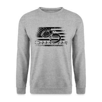 Cuffs Heartbeat Thin Silver Correctional Nurses - Unisex Pullover - Weißgrau meliert - Vorne - Alina (178cm) & Michal (187cm)