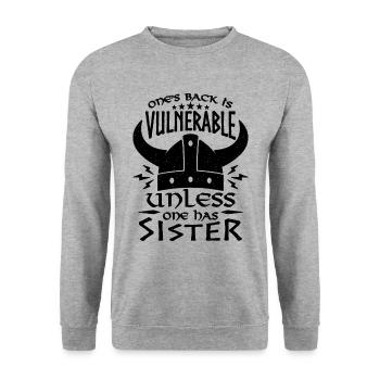 One's Back Is Vulnerable Valknut Mythology Lover - Unisex Sweatshirt - salt & pepper - Front - Alina (178cm) & Michal (187cm)