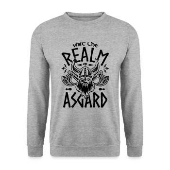 Visit the Realm Viking Runes Norse Mythology Lover - Unisex Pullover - Weißgrau meliert - Vorne - Alina (178cm) & Michal (187cm)