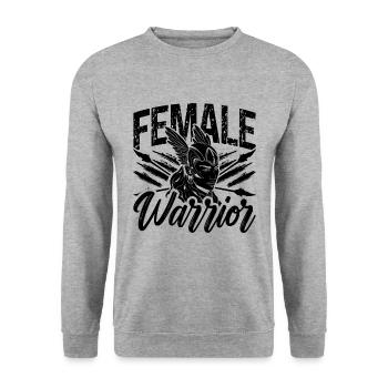 Female Warrior Norse Goddess Vikings Valkyries - Unisex Pullover - Weißgrau meliert - Vorne - Alina (178cm) & Michal (187cm)