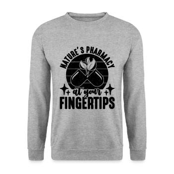 Nature's Pharmacy At Your Medicine Herbs Herbalist - Unisex Pullover - Weißgrau meliert - Vorne - Alina (178cm) & Michal (187cm)