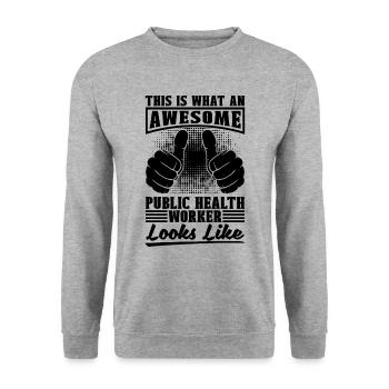 This Is What An Awesome Nurses Healthcare Worker - Unisex Sweatshirt - salt & pepper - Front - Alina (178cm) & Michal (187cm)