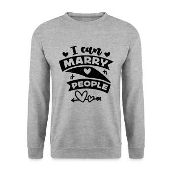 Je peux me marier Personnes Conseiller Célébrant de mariage - Sweat-shirt Unisexe - gris chiné - Devant - Alina (178cm) & Michal (187cm)