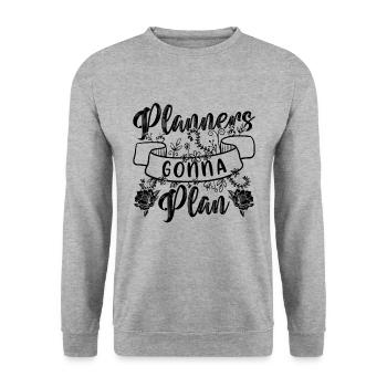 Planners Gonna Plan Event Planner Wedding Planners - Unisex Pullover - Weißgrau meliert - Vorne - Alina (178cm) & Michal (187cm)