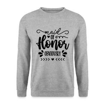 Maid Of Honor Obviously Wedding Party Bridesmaid - Unisex Sweatshirt - salt & pepper - Front - Alina (178cm) & Michal (187cm)