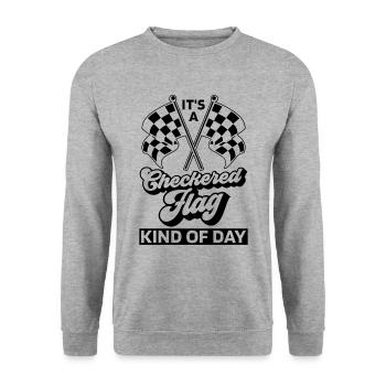 It's A Checkered Flag Kind Of Racetrack Kart Racer - Unisex Sweatshirt - salt & pepper - Front - Alina (178cm) & Michal (187cm)