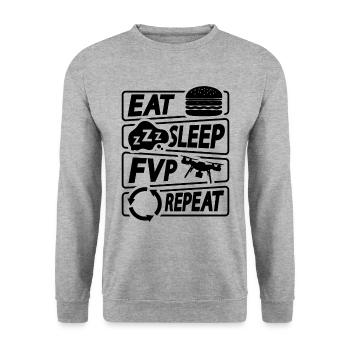 Eat Sleep Fpv Repeat Remote Control Drone Racer - Unisex Sweatshirt - salt & pepper - Front - Alina (178cm) & Michal (187cm)