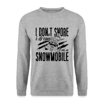 Je ne ronfle pas Je rêve Montagnes Motoneige Racer - Sweat-shirt Unisexe - gris chiné - Devant - Alina (178cm) & Michal (187cm)