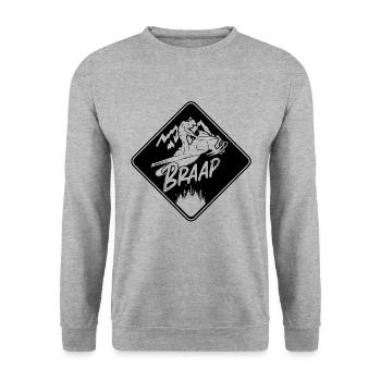 Braap Mountain Snowmobile Riding Snowmobile Racer - Unisex Pullover - Weißgrau meliert - Vorne - Alina (178cm) & Michal (187cm)