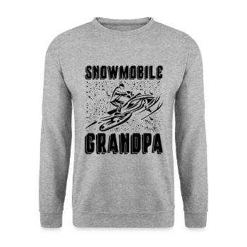 Snowmobile Grandpa Winter Sports Snowmobile Racer - Unisex Pullover - Weißgrau meliert - Vorne - Alina (178cm) & Michal (187cm)