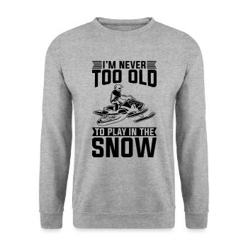 Je ne suis jamais trop vieux pour un vieux coureur de motoneige de montagne - Sweat-shirt Unisexe - gris chiné - Devant - Alina (178cm) & Michal (187cm)