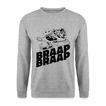Braap Braap Snowmobile Riding Snowmobile Racer - Unisex Pullover - Weißgrau meliert - Vorne - Alina (178cm) & Michal (187cm)