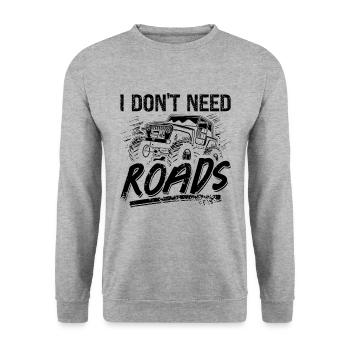 I Don't Need Roads Motocross Lover Off-Road Racer - Unisex Pullover - Weißgrau meliert - Vorne - Alina (178cm) & Michal (187cm)