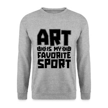 Art Is My Favorite Sport Craftsmanship Painters - Unisex Pullover - Weißgrau meliert - Vorne - Alina (178cm) & Michal (187cm)