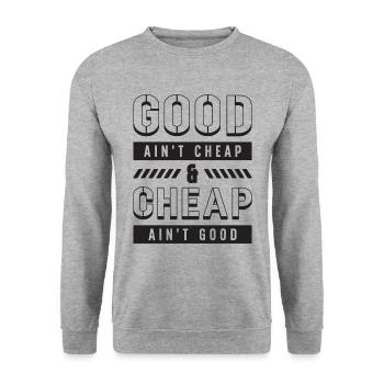Good Ain’t Cheap & Finisseurs de béton de construction - Sweat-shirt Unisexe - gris chiné - Devant - Alina (178cm) & Michal (187cm)