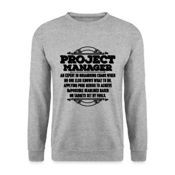 Chef de projet Un expert en chef d’équipe de projet - Sweat-shirt Unisexe - gris chiné - Devant - Alina (178cm) & Michal (187cm)