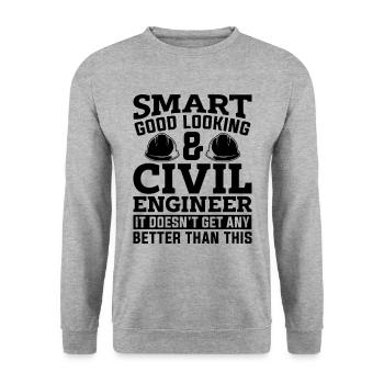 Smart Good Looking & Construction Civil Engineers - Unisex Pullover - Weißgrau meliert - Vorne - Alina (178cm) & Michal (187cm)