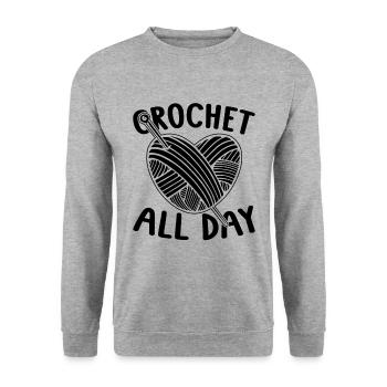 Crochet All Day Crocheting Knitting Crochet Lover - Unisex Sweatshirt - salt & pepper - Front - Alina (178cm) & Michal (187cm)