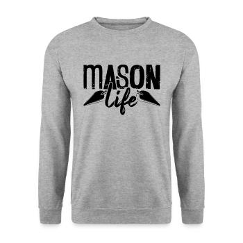 Mason Life Ciment Construction Finisseurs de béton - Sweat-shirt Unisexe - gris chiné - Devant - Alina (178cm) & Michal (187cm)