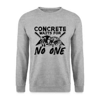 Concrete Waits For No Cement Concrete Finishers - Unisex Pullover - Weißgrau meliert - Vorne - Alina (178cm) & Michal (187cm)