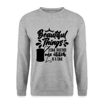 Beautiful Things Come Stitching Cross Stitch Lover - Unisex Sweatshirt - salt & pepper - Front - Alina (178cm) & Michal (187cm)