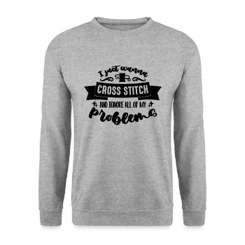 I Just want to Cross Embroidery Cross Stitch Lover - Unisex Sweatshirt - salt & pepper - Front - Alina (178cm) & Michal (187cm)