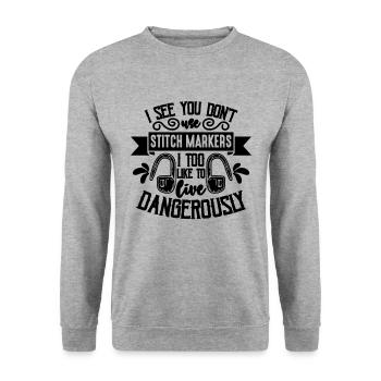 Je vois que tu n’utilises pas le tricot à point de croix Lover Lover - Sweat-shirt Unisexe - gris chiné - Devant - Alina (178cm) & Michal (187cm)