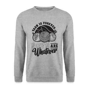 Yarn Is Forever Les garçons cousent un amoureux du crochet - Sweat-shirt Unisexe - gris chiné - Devant - Alina (178cm) & Michal (187cm)