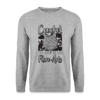 Crochet The Rebel Of The Knitting Crochet Lover - Unisex Pullover - Weißgrau meliert - Vorne - Alina (178cm) & Michal (187cm)