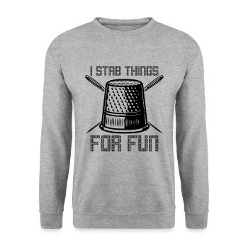 Je poignarde des choses pour le plaisir Tricoter Cross Stitch Lover Lover - Sweat-shirt Unisexe - gris chiné - Devant - Alina (178cm) & Michal (187cm)
